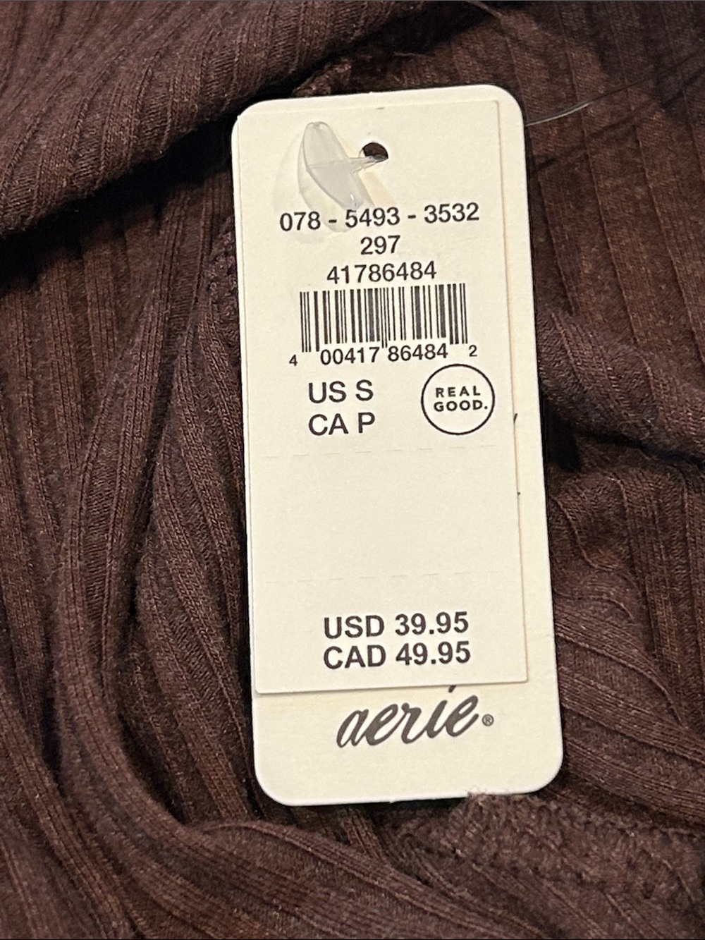 Aerie Brown Fitted Ribbed Scoop Neck Long Sleeve Henley Top size Small - Picture 8 of 16